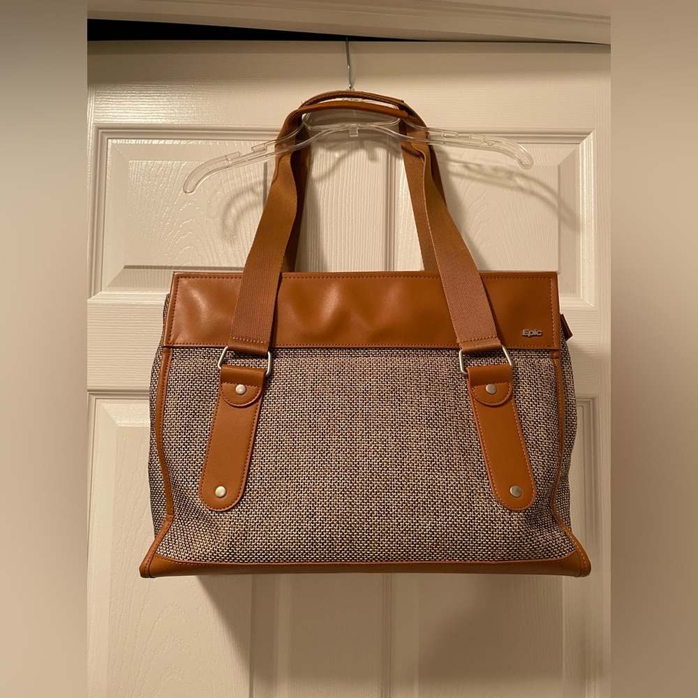 Tweed, leather, and canvas briefcase. Like new.
